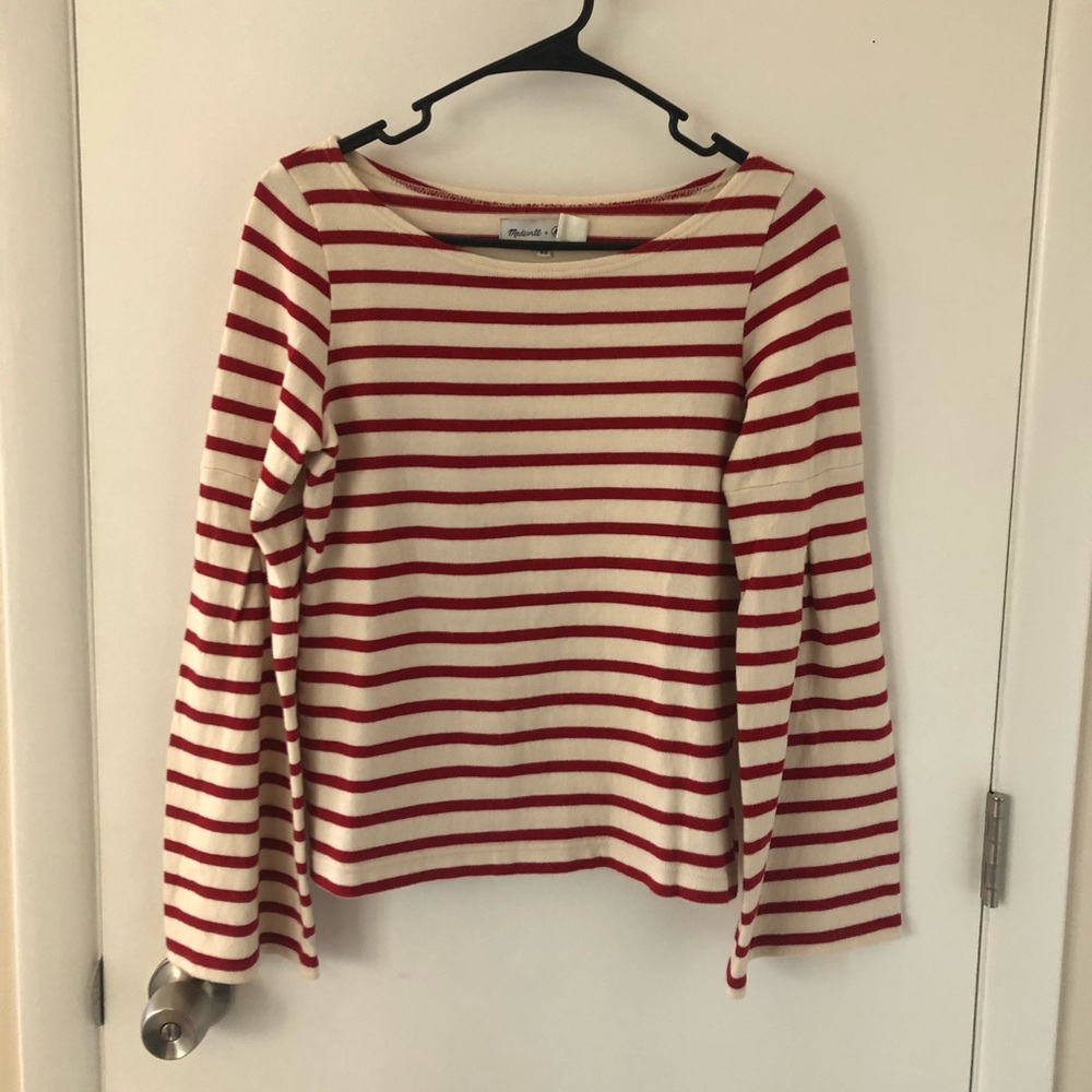 Striped Flare Sleeve Top